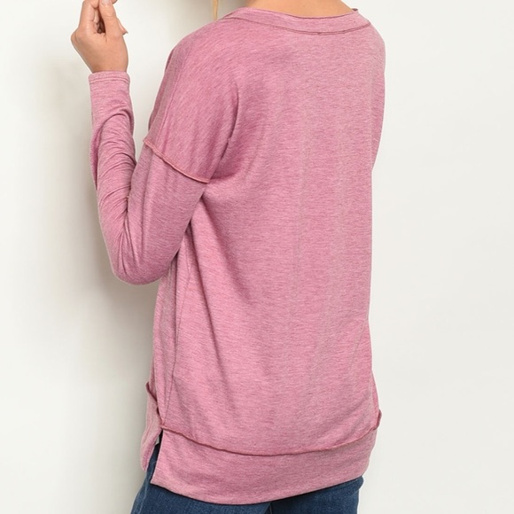 Mauve V Neck Tunic Top - Picture 8 of 8